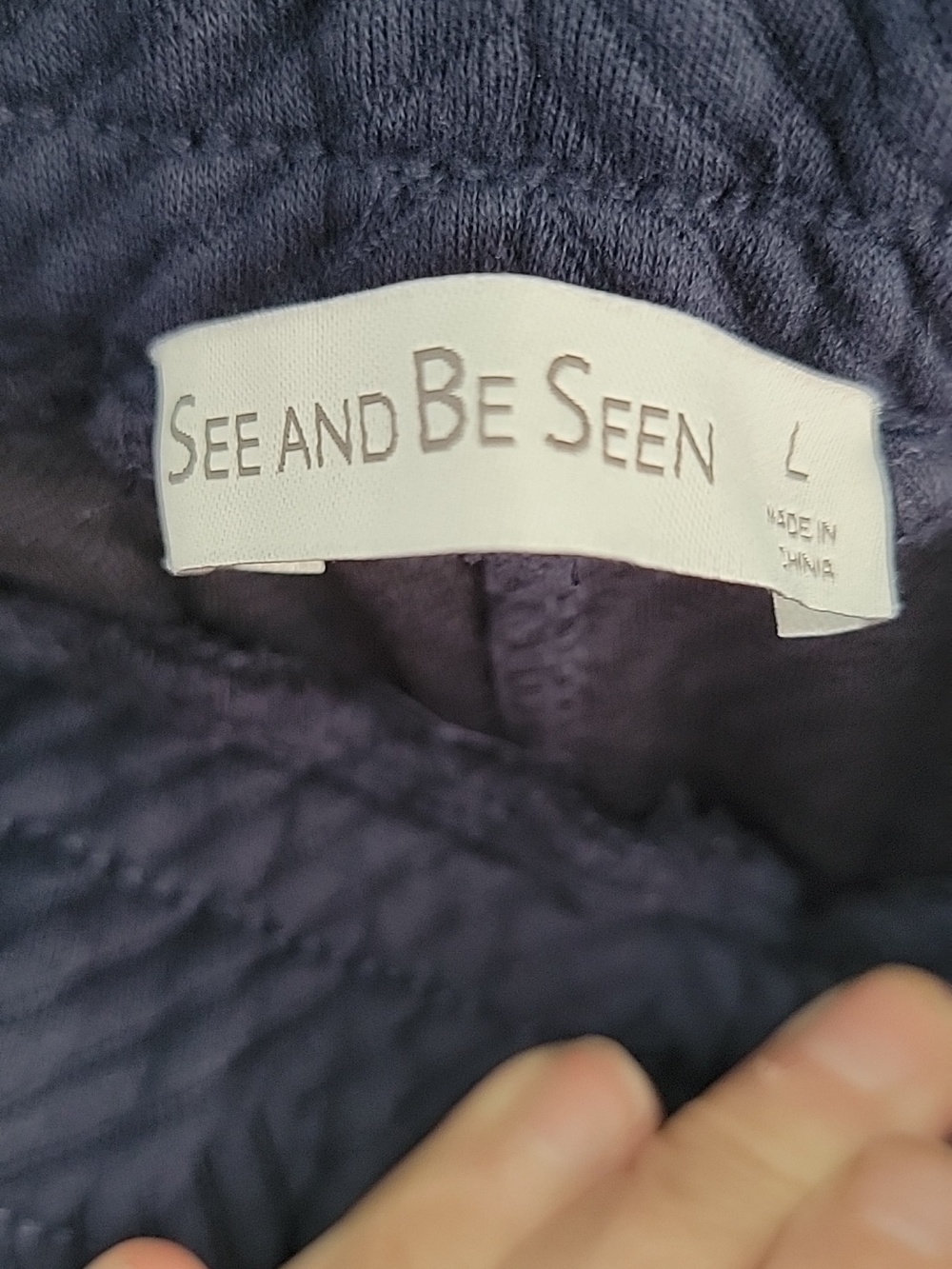 See And Be Seen Textured Duo Women's Lounge Set Navy Blue Sz L Relaxed Fit - Picture 8 of 16